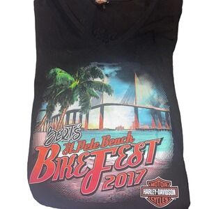 Harley Davidson Bert’s St Pete Beach Bike Fest 2017 T Shirt Black Short Sleeve